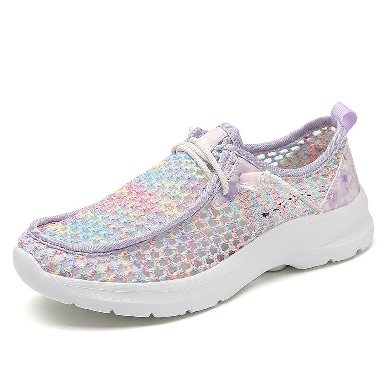 Новые женские парусиновые туфли с выемками, модные сетчатые кроссовки с толстой подошвой, дышащие повседневные туфли для ходьбы