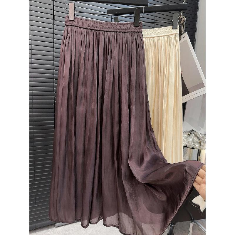 Высококачественная блестящая перламутровая шифоновая плиссированная юбка в стиле ретро, модная плиссированная ниспадающая утягивающая юбка А-силуэта с высокой талией