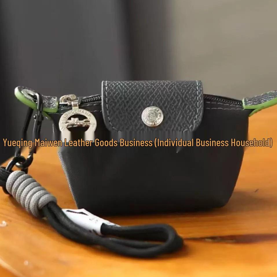 Сумка-пельмень Longxiang Mini из нейлона с кожаной отделкой - Хранение монет, наушников, помады - Милая маленькая сумка через плечо.