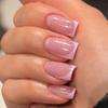 24 Pieces Short Rectangular Nail Nail Piece Simple French Pink Manicure Nail Piece