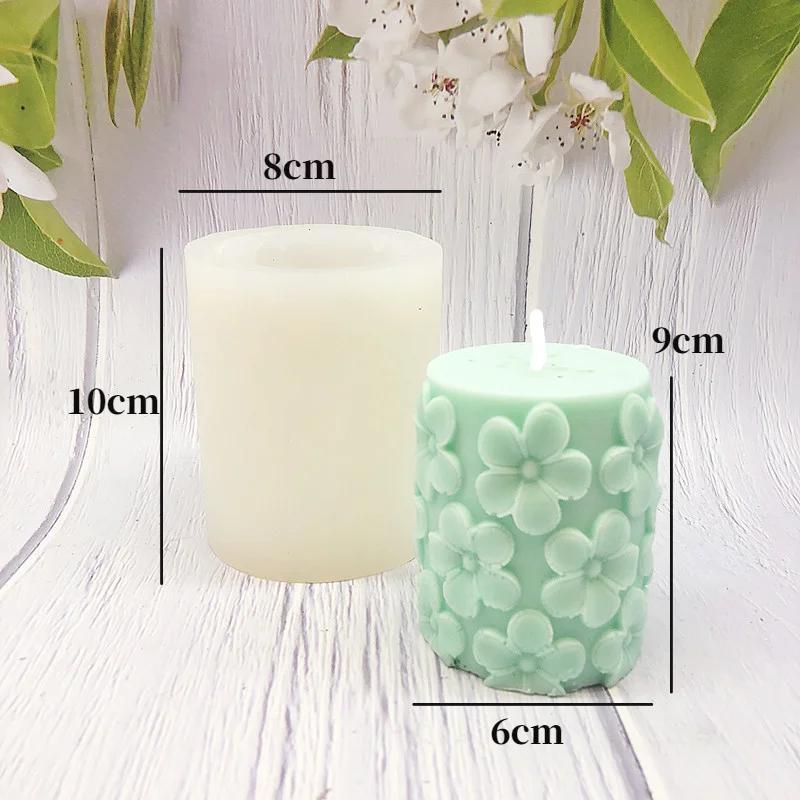 New Relief Tree Cane Cylindrical Silicone Candle Mold 3D Creative Geometric Column Aromatherapy Gypsum Soap Resin Process Mould