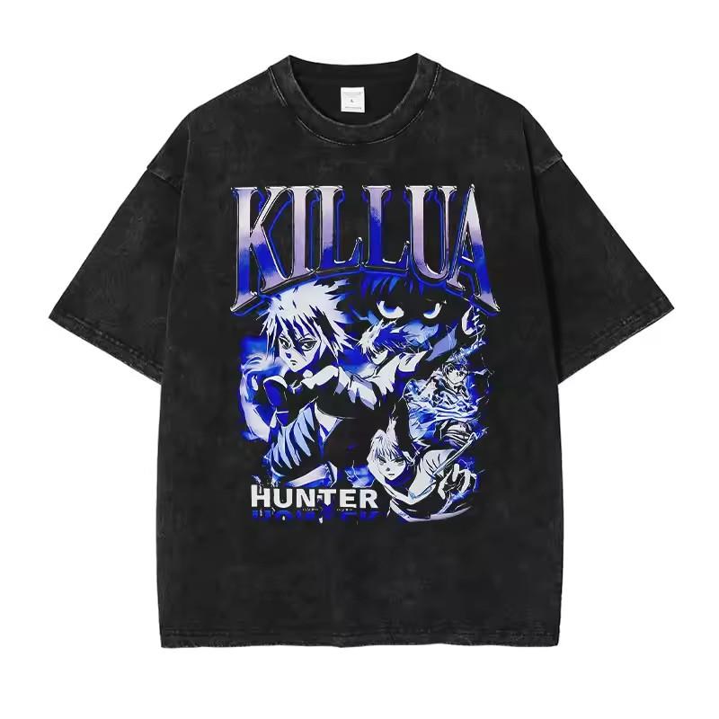 Anime Hunter x Hunter Kurapika Print Tshirt Men Women Clothing Cotton Short Sleeve Tees Harajuku Washed Oversized TShirt