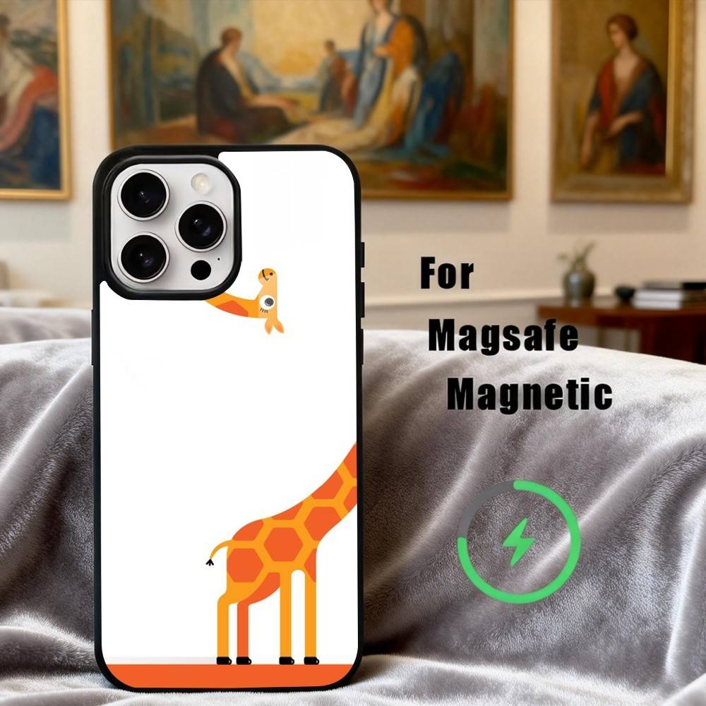 Высокая Жирафа Арт Чехол для Телефона для iPhone 17, 16, 15, 14, 13, 12, 11 Plus, Pro Max Магнитный Для Magsafe Беспроводной Зарядки