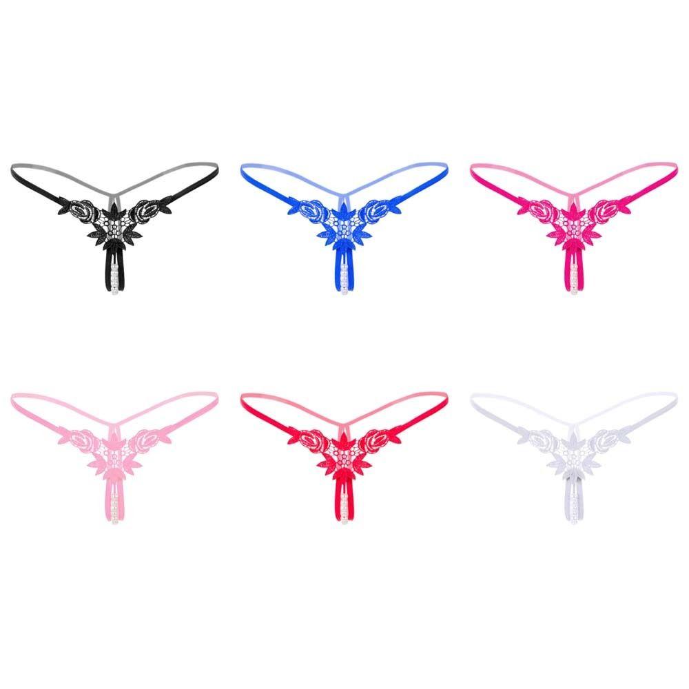 Low Waist Underwear for Women Embroidered Flower Thin Belt Thong Lace Underpants Home