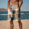 Summer Hawaiian Beach Shorts Holiday Casual Colorful Plaid Print Sportswear Quick Drying Trunks Ice Shorts Hawaii Swimsuit
