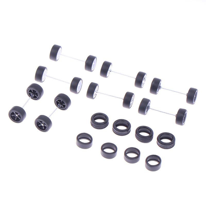 1Set Diy Racing Vehicle Toys 1:64 Car Wheels For Rubber Tire With Wheel Axle Model Modified Part