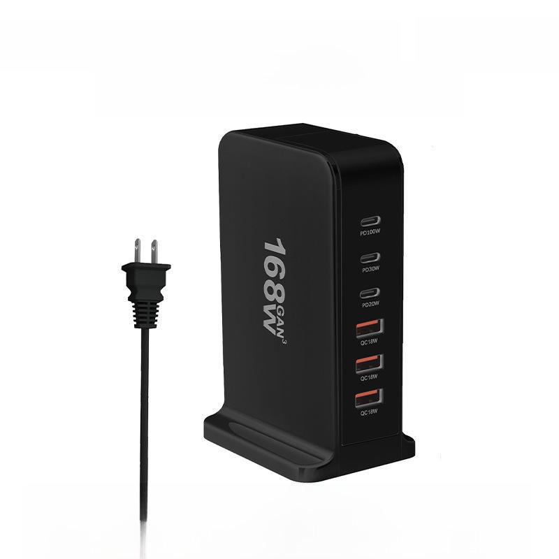 Многопортовое зарядное устройство USB GaN мощностью 268 Вт: Мощная настольная зарядная станция для мобильных телефонов и ноутбуков.