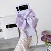 Fashion Korean Cute Silk Bow Leather Bracelet Chain Phone Case For Samsung Galaxy Z Flip 4 Z Flip 3 Zflip 5g Protective Cover
