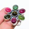 Natural Multi Tourmaline Gemstone 925 Sterling Silver Flower Ring Size 7 US