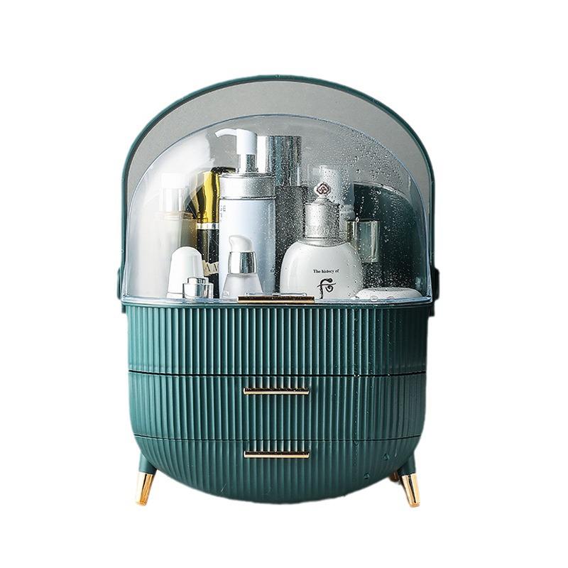 Элегантный портативный пылезащитный ящик для хранения косметики большой вместимости