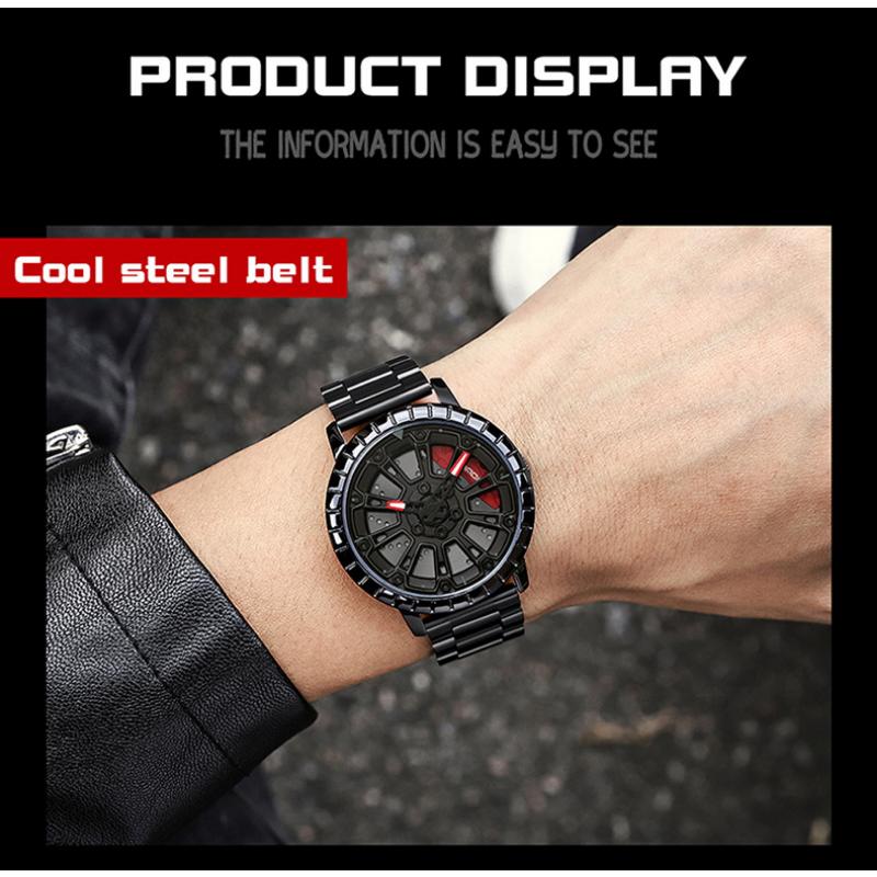 SANDA Новые мужские кварцевые часы со стальным ремнем, модные тенденции, простые креативные полые кварцевые мужские часы