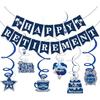 Happy Retirement Party Decorations - Retirement Banner Hanging Swirls Kit for Men Women (Blue)