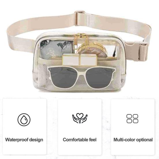 Clear Fanny Pack Belt Bag Large Capacity Water-Resistant Zipper Closure Stadium Approved Transparent Waist Bag