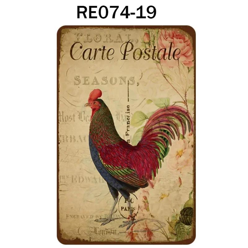 Happy-Hens Свежие яйца Металлическая жесть Плакат Куры Ферма Магазин Плакат Винтаж Ресторан Настенный декор Ретро таблички Знаки 20*30 см