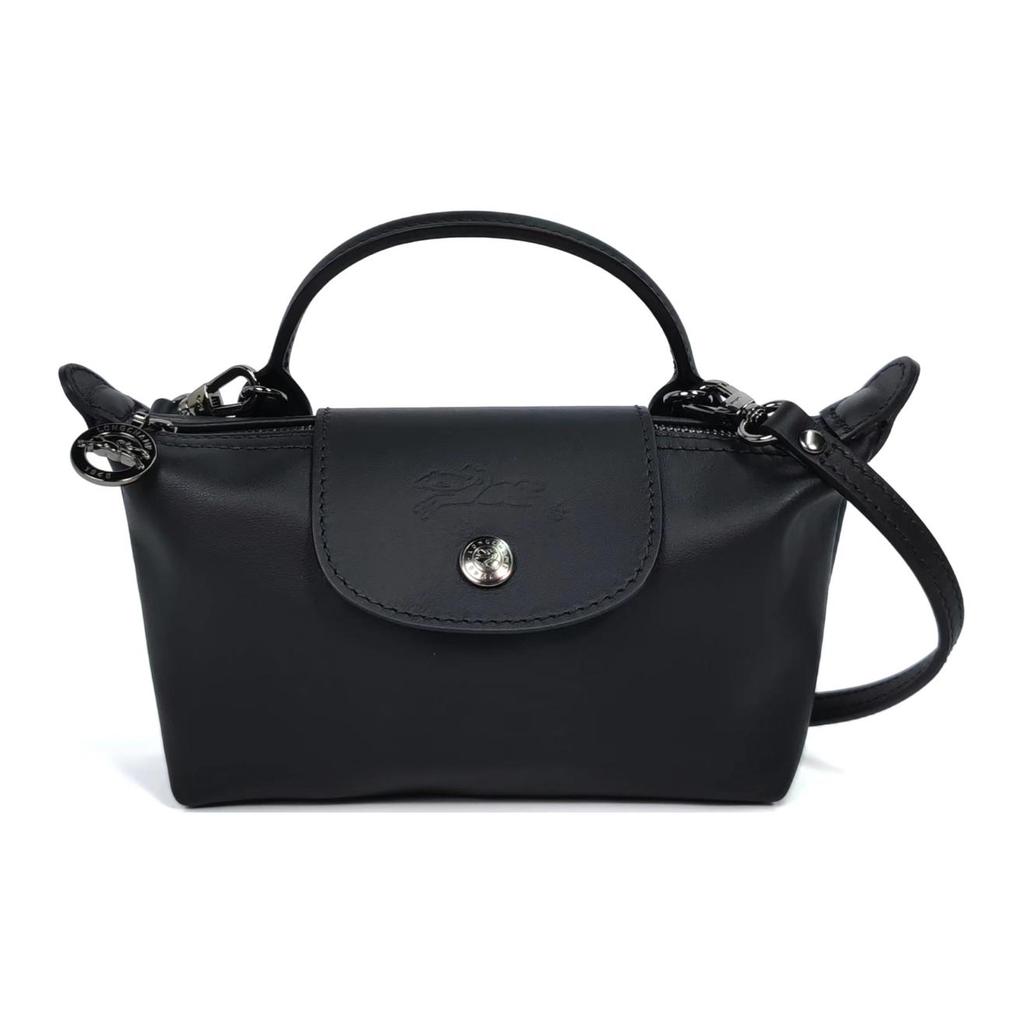 Longchamp Le Pliage Xtra Embossed Logo Detachable Adjustable Shoulder Strap Leather Mini Shoulder Crossbody Bag Women bags Black 34205987001