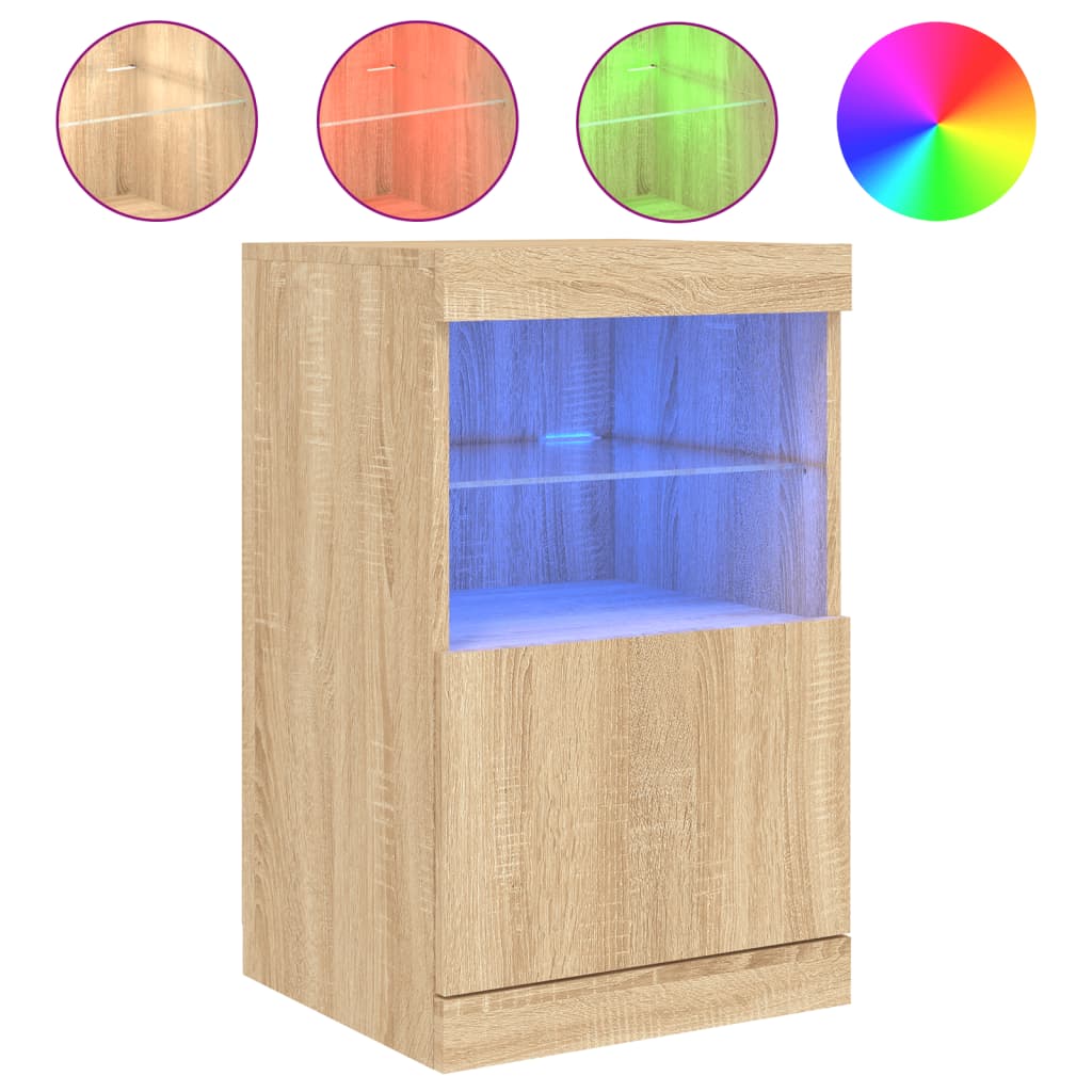 Sideboard with LED Lights Sonoma Oak 41 x 37 x 67 cm