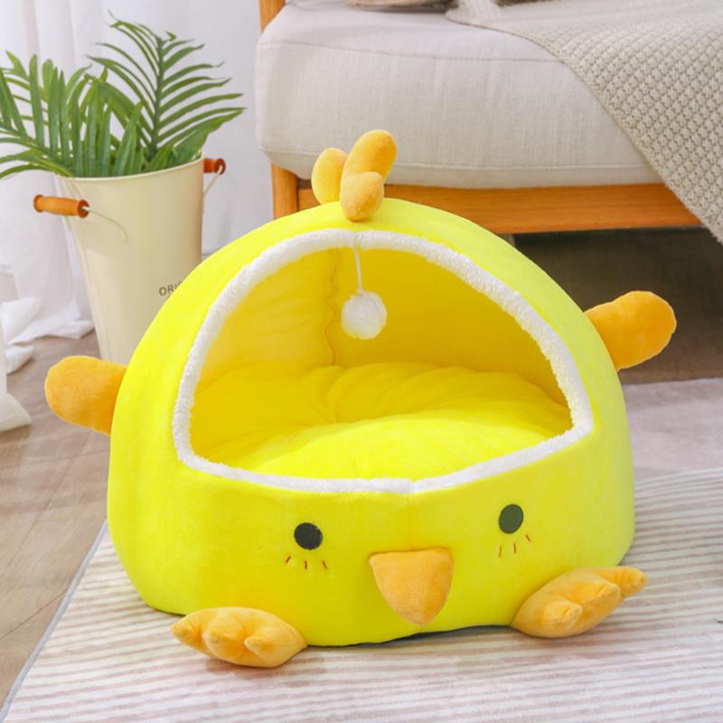 Собака, кошка, мультяшное теплое гнездо, форма курицы, полностью закрытая спальная кровать, убежище, дом, товары для домашних животных