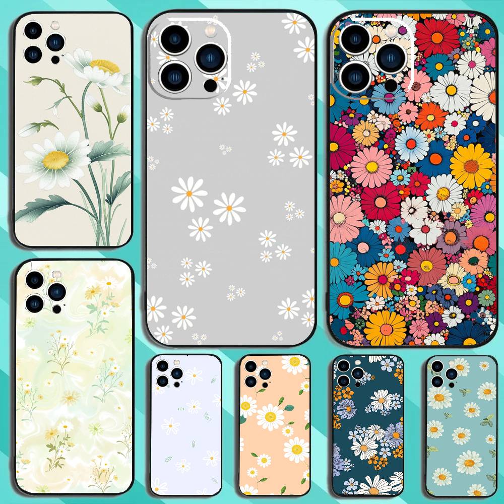Daisy Fresh Style Phone Case For IPhone 17 Air 16 15 14 13 Pro Max 11 12 Black Silicone Cover