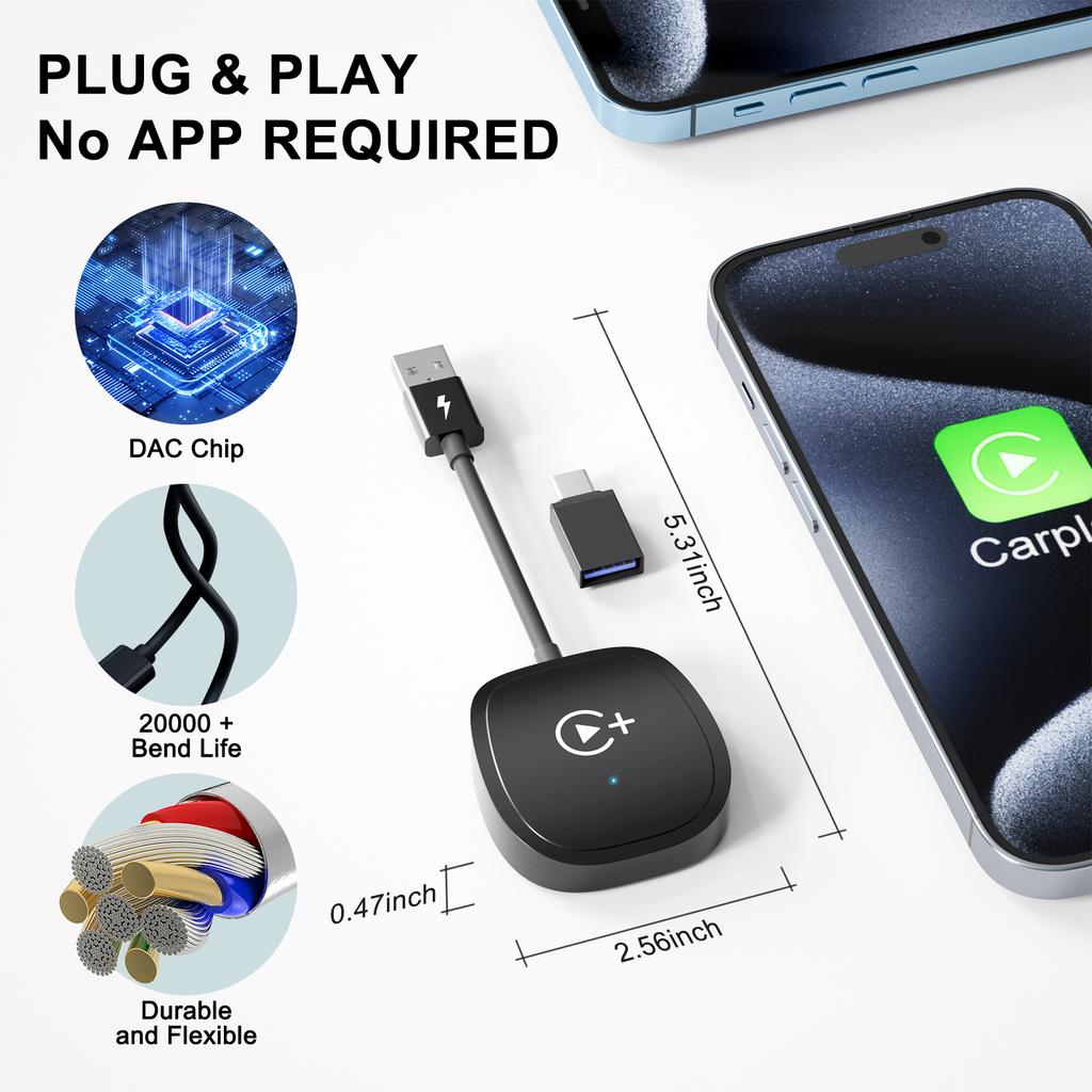Проводной и беспроводной Carplay Box Беспроводной автомобильный видеоконвертер Адаптер Carplay