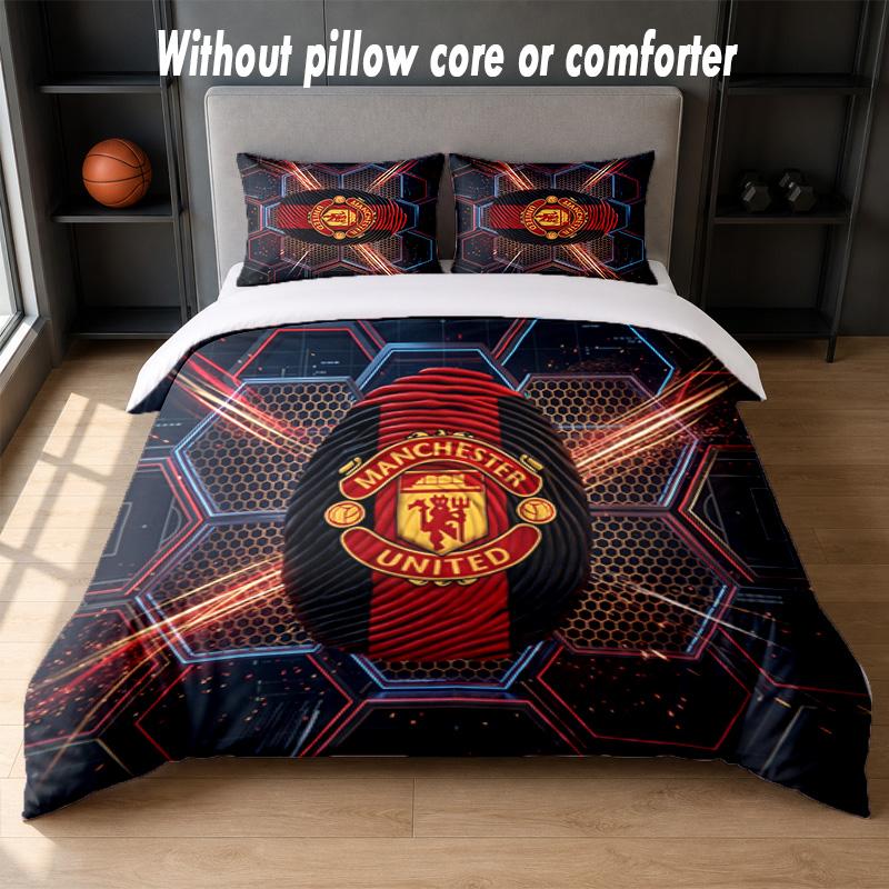 Дизайн Manchester United Постельное белье 1 пододеяльник + 2 наволочки Мягкое дышащее домашнее постельное белье