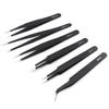 6Pcs ESD Stainless Steel Precision Anti-Static Tweezers Set Electronics