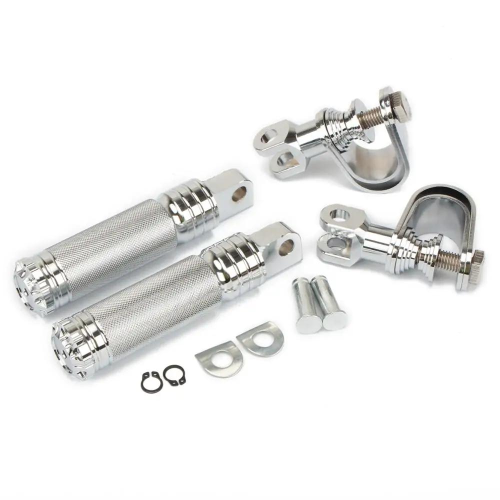 2pcs Universal 1-1 1/4" Motorcycle Highway Footpegs Footrest Clamp Engine Guard Crash Bar Kit for Harley Chopper Bobber Custom