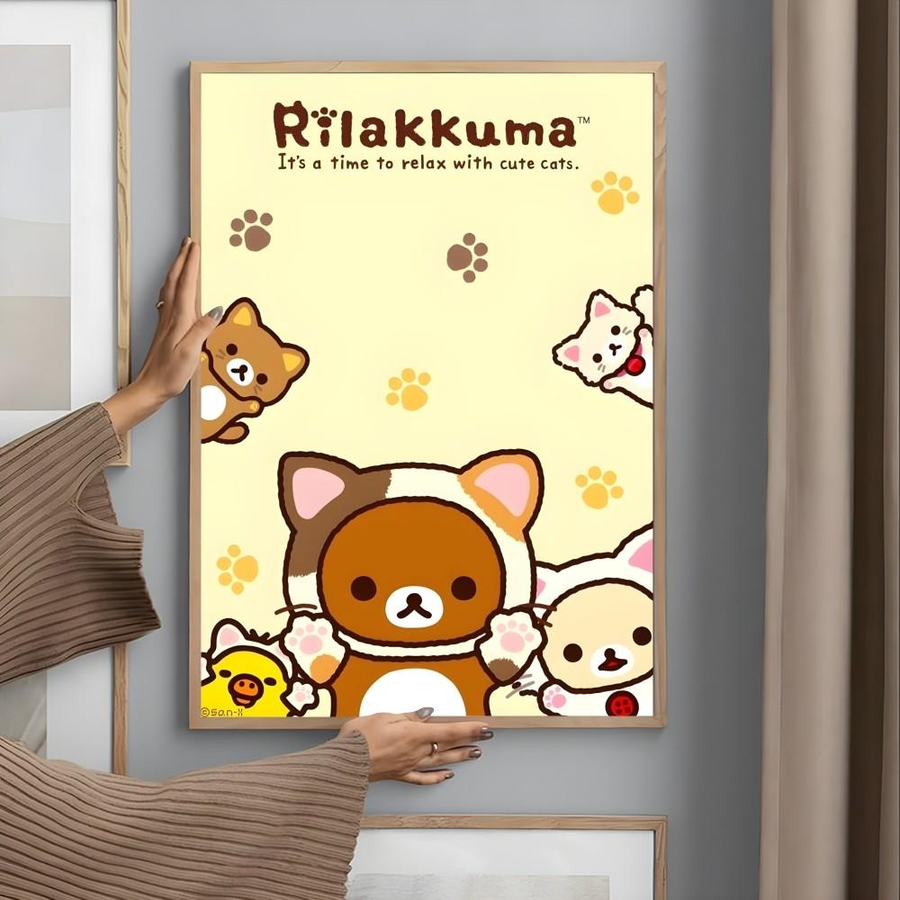 Милый мультфильм R-Rilakkuma аниме постер липкая настенная художественная печать водонепроницаемый дом гостиная спальня бар прихожая эстетический декор