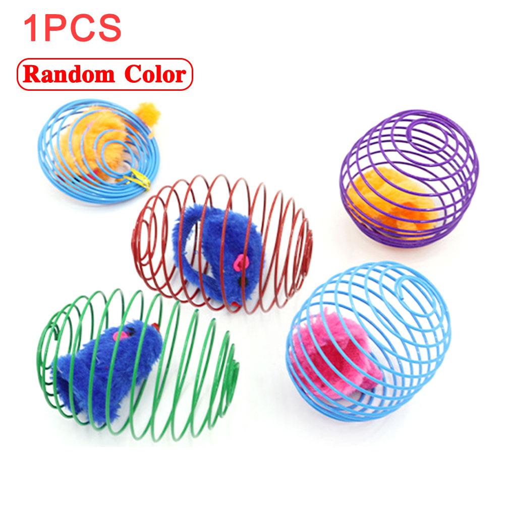 Cat Toy Balls Funny Stretchable Kitten Springs Toys Interactive Balls Color Cat Self-entertainm V8X1