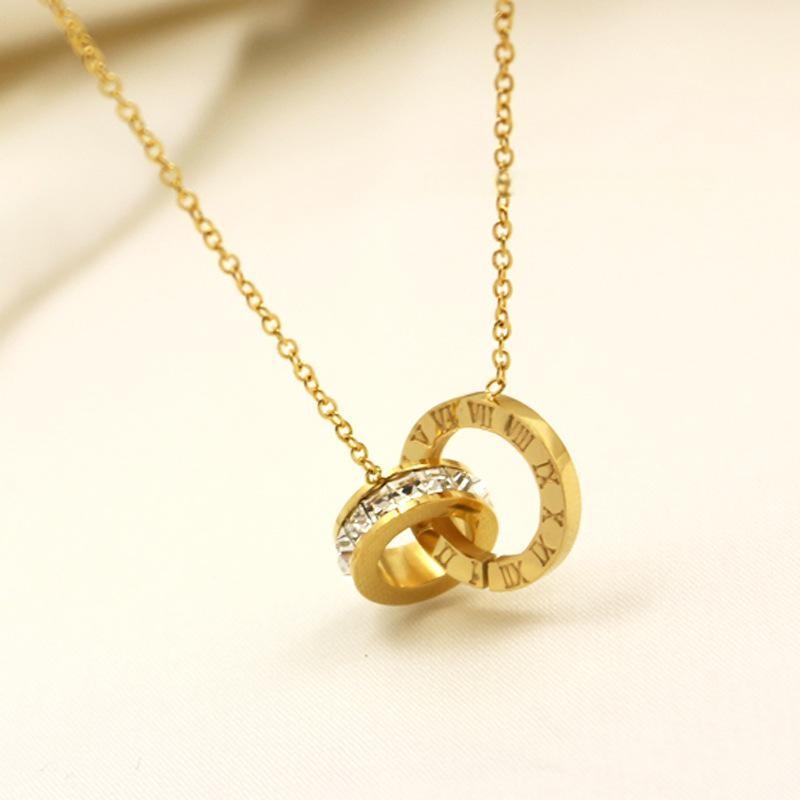 Ожерелье с двойным римским кольцом, женское ожерелье из титановой стали