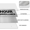 24 Hour Video Surveillance Sign Aluminum Silver 9 x 3 Inches Self-Adhesive Waterproof Metal Door Wall Sign for Business Restaurants 4 Pack