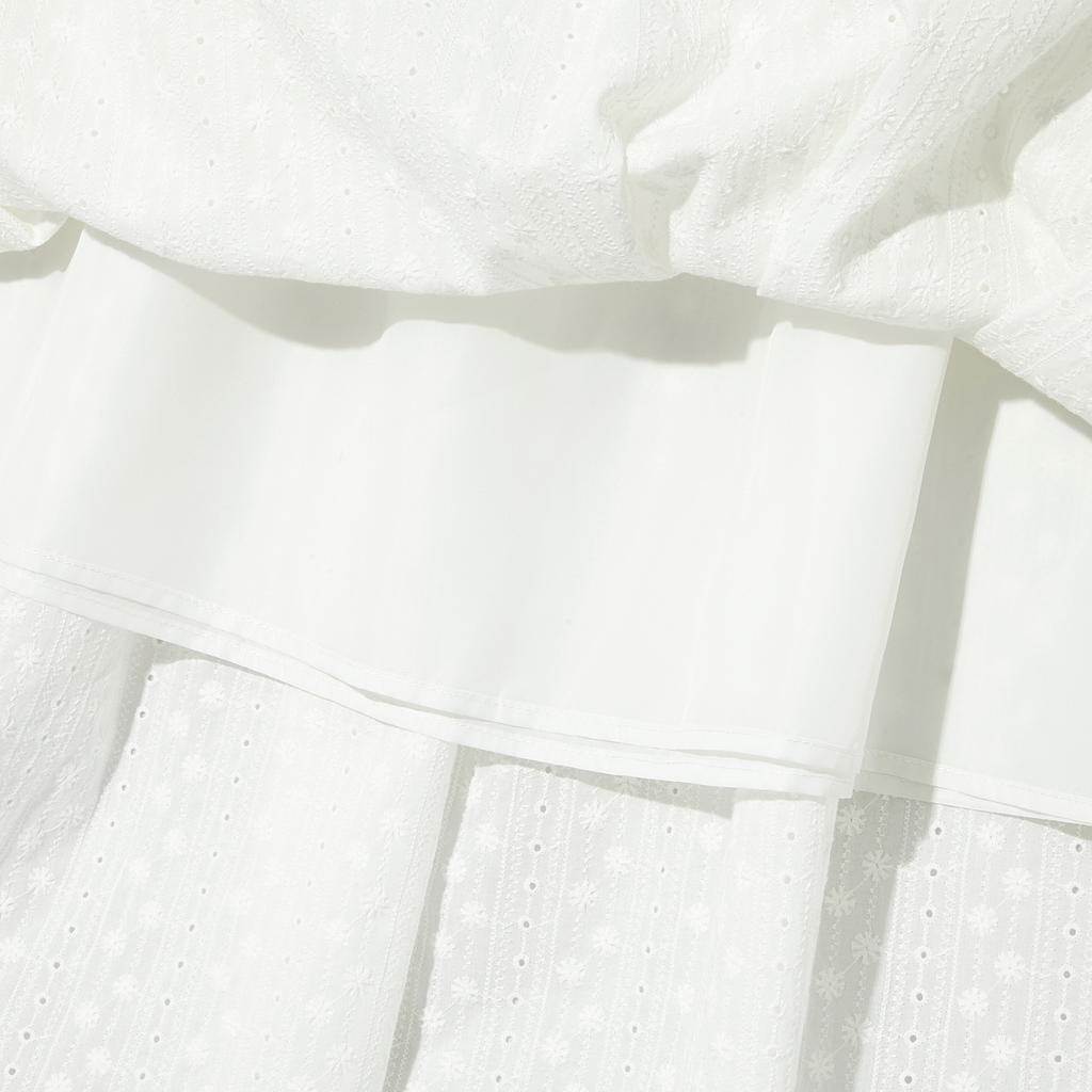 Intercrew Women'S Embroidered Eyelet Tiered Skirt White Ita2Sl52Awh