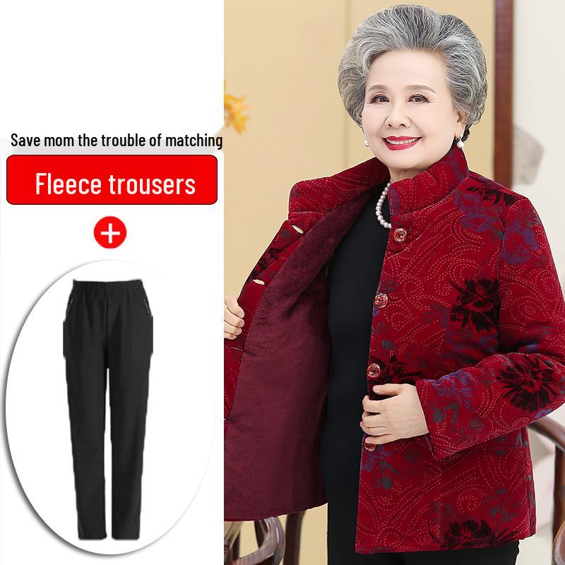 Зимняя хлопковая куртка Hengyuanxiang с улучшенным бархатом для пожилых женщин