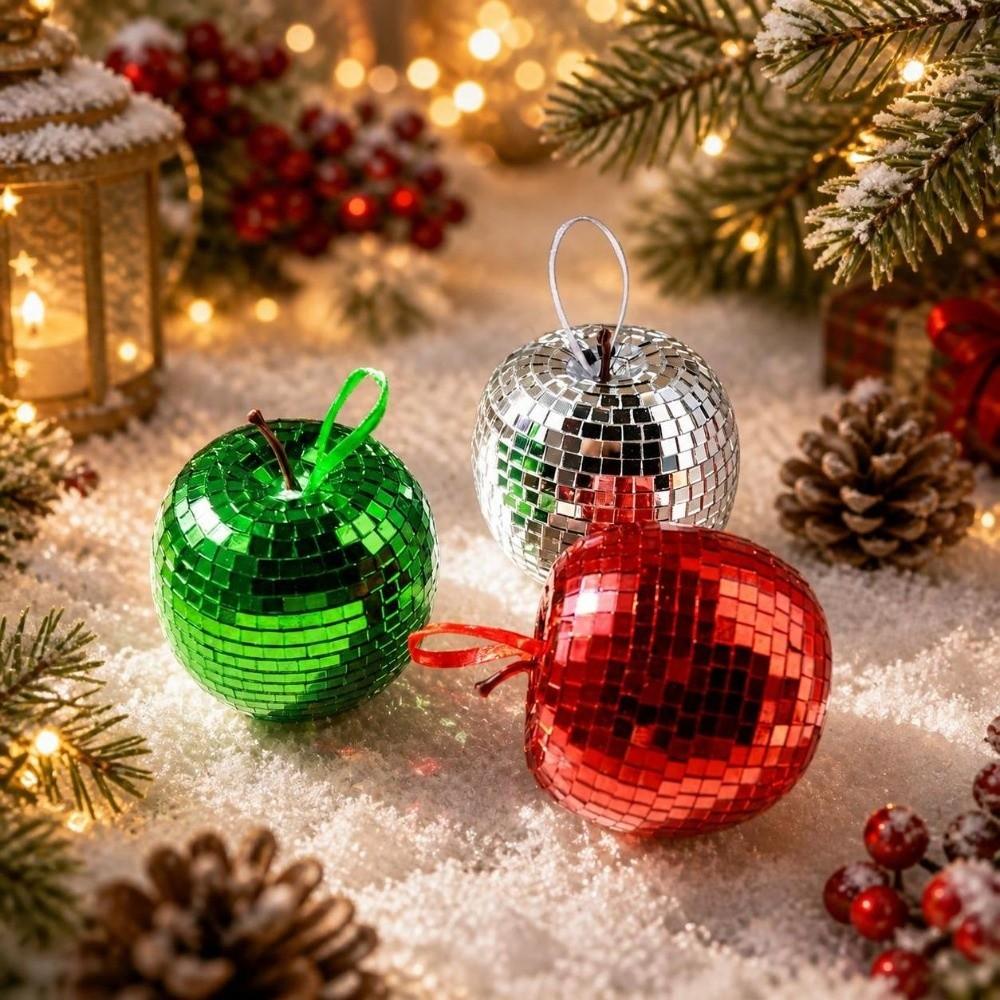 Mirror Finish Apple Shape Ornament Hanging Pendant Christmas Tree Decoration Christmas Party