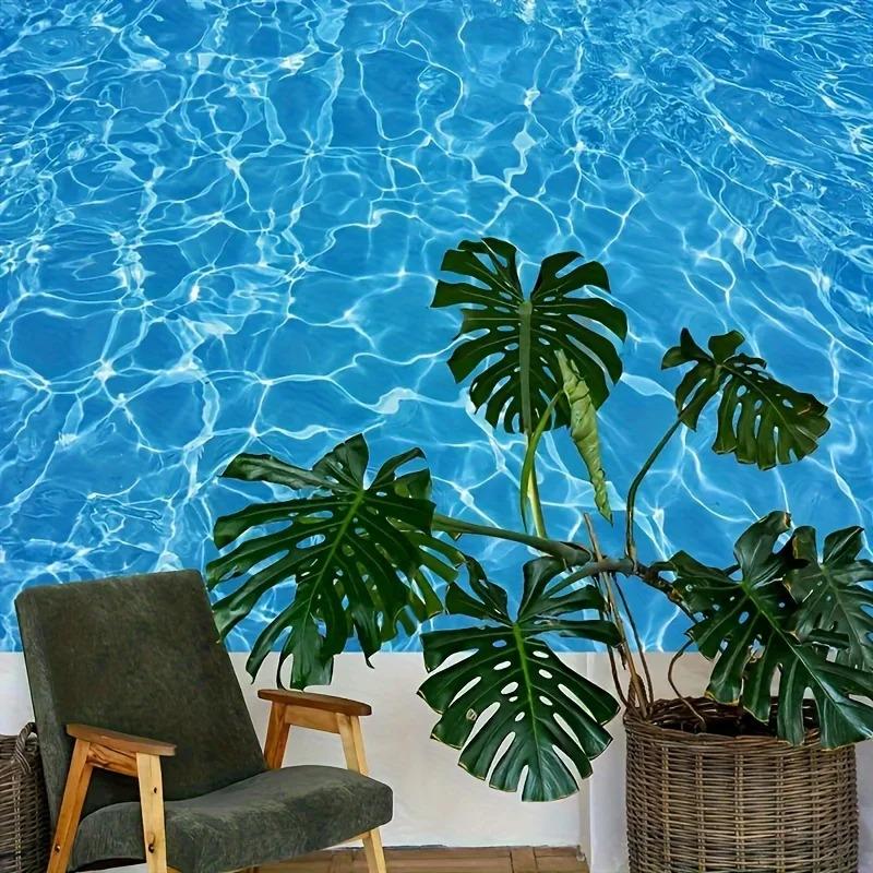 1 piece, 2D flat blue water ripple photography background, suitable for birthday parties, pool parties and studio decoration, ws