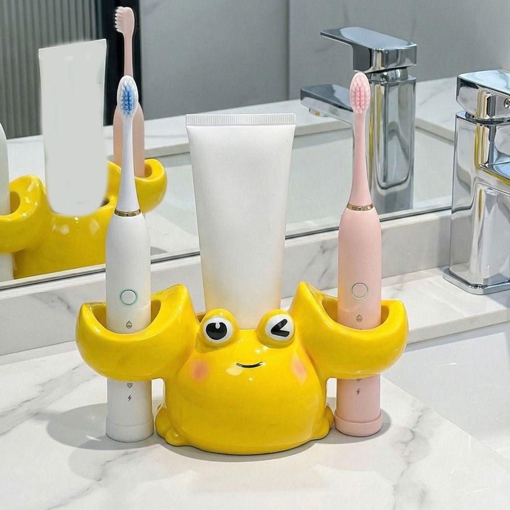 Cartoon Toothbrush Storage Racks Ceramic Toothpaste Stand Creative Washbasin Rack Vanity