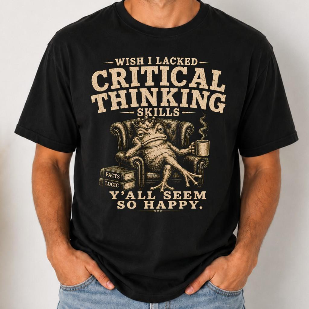 Wish I Lacked Critical Thinking Skills and kids tshirt, Sarcastic Toad Tee, Funny Overthinker Gift