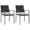 VidaXL Garden Chairs and Cushions Set of 2 Black 54x62.5x89 Cm Rattan 364097