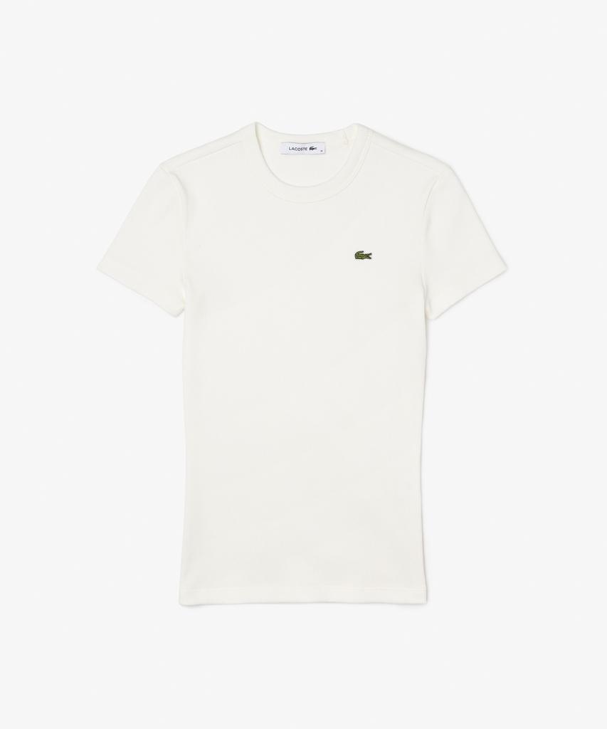 LACOSTE Женская облегающая футболка с коротким рукавом в рубчик Tf5538-56G 70V