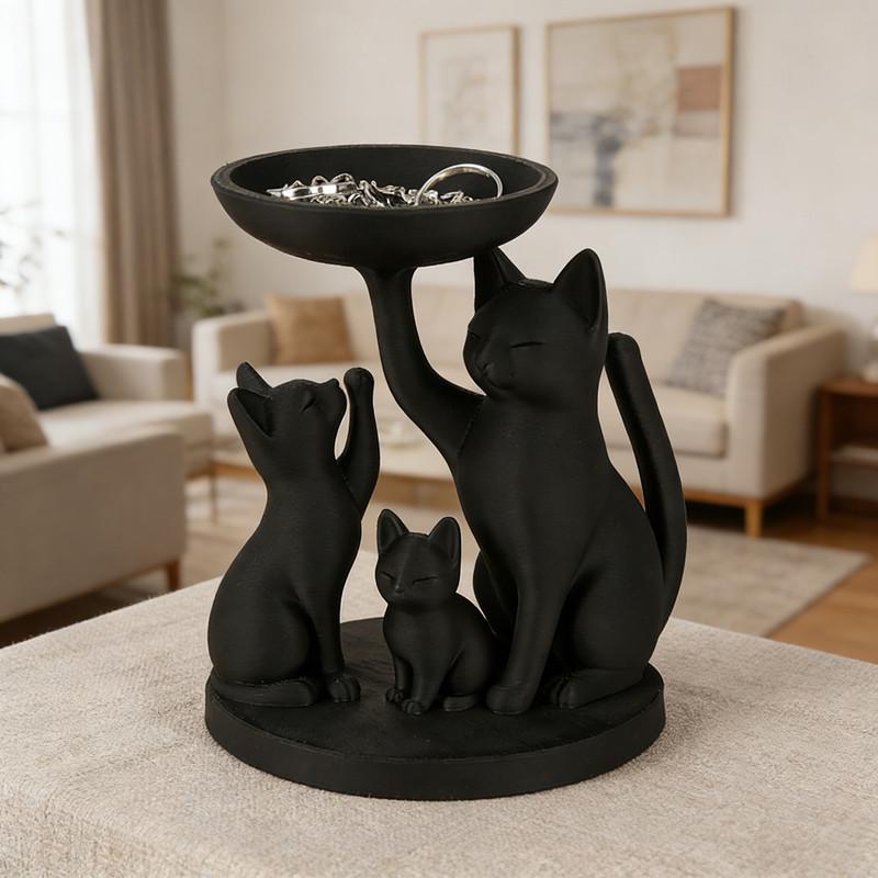 Черная кошка, поднос для украшений, настольный поднос для хранения украшений, декоративные предметы для украшения и хранения на рабочем столе дома, хранение косметики