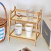 1Set Storage Rack Work Display Rack Kitchen 2-layer Bedroom Cup Holder Vine Weaving Storage Rack