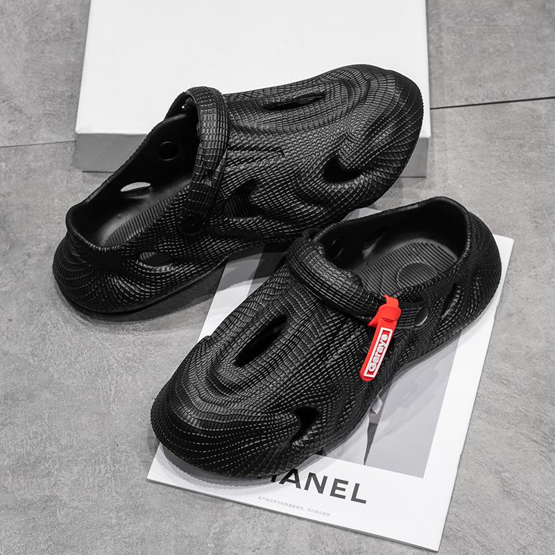 Мужские сандалии с кокосовым отверстием, нескользящие, для улицы, пляжные - летние шлепанцы Баотоу