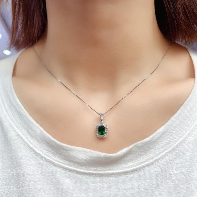 Bella Box Square Shape Gorgeous Elegant Pendant Necklace For Women Charm Wedding Engagement Clavicle Chain Female Gifts