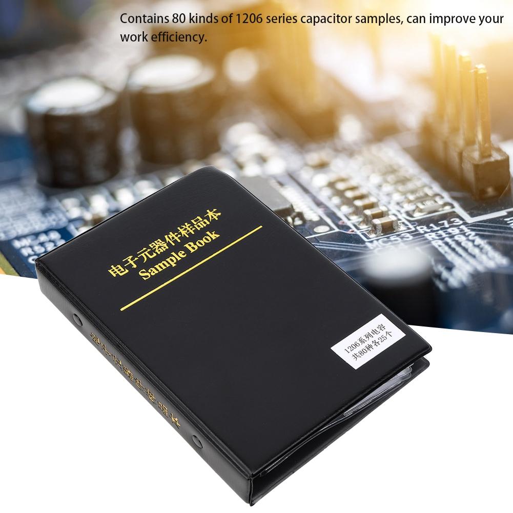 Набор конденсаторов 1206 серии 80 номиналов, Книга образцов электронных компонентов, Черный