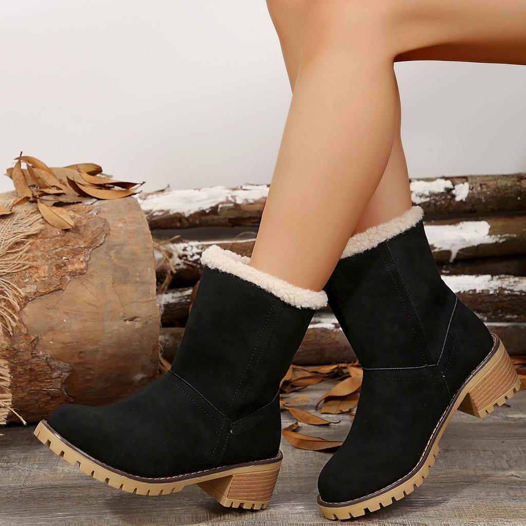 Зима 2025 новые европейские и американские сноубутсы большого размера, один ботинок и два женских полусапога на толстом каблуке и толстой подошве для детей