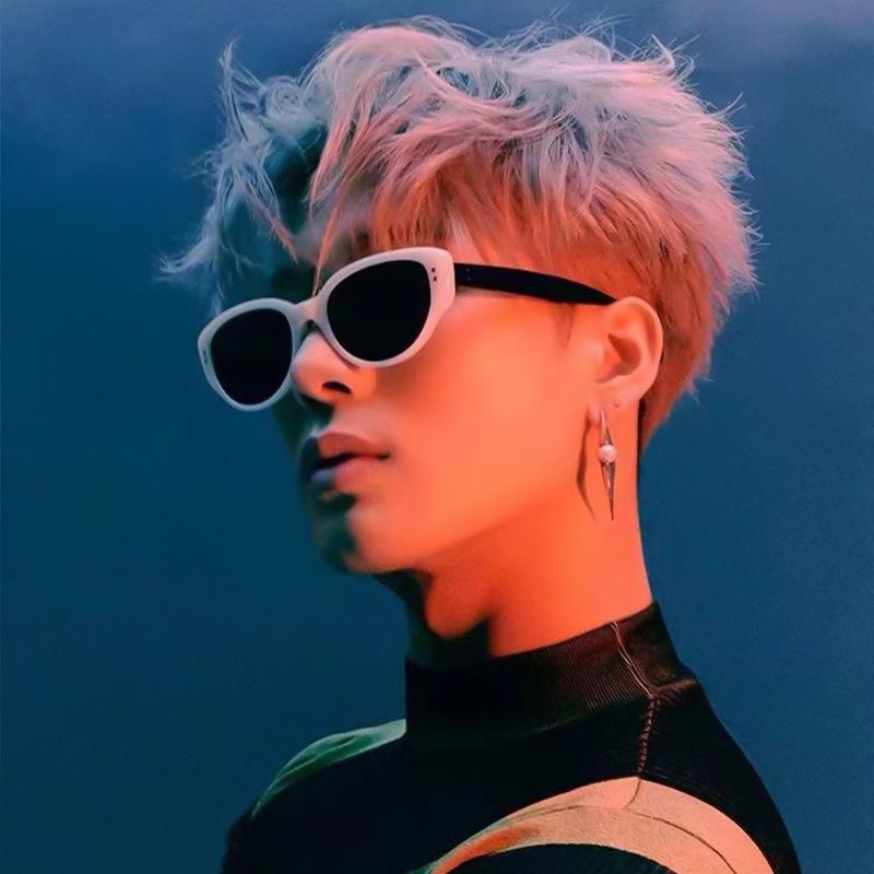 White cat eye sunglasses Internet celebrity sunglasses new ins European and American spice girls style style photo female tide senior