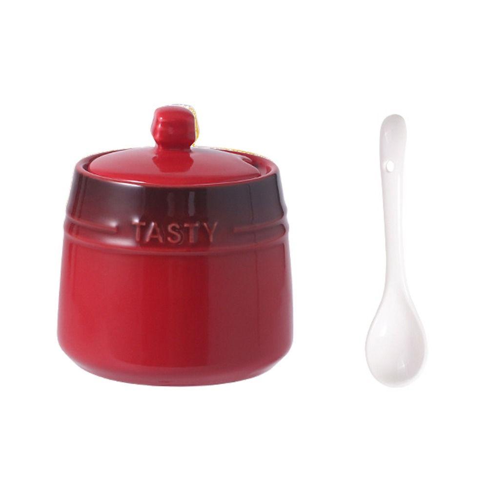 Керамическая банка для специй с градиентной расцветкой, ложка, кухонные емкости, современная сахарница, дом