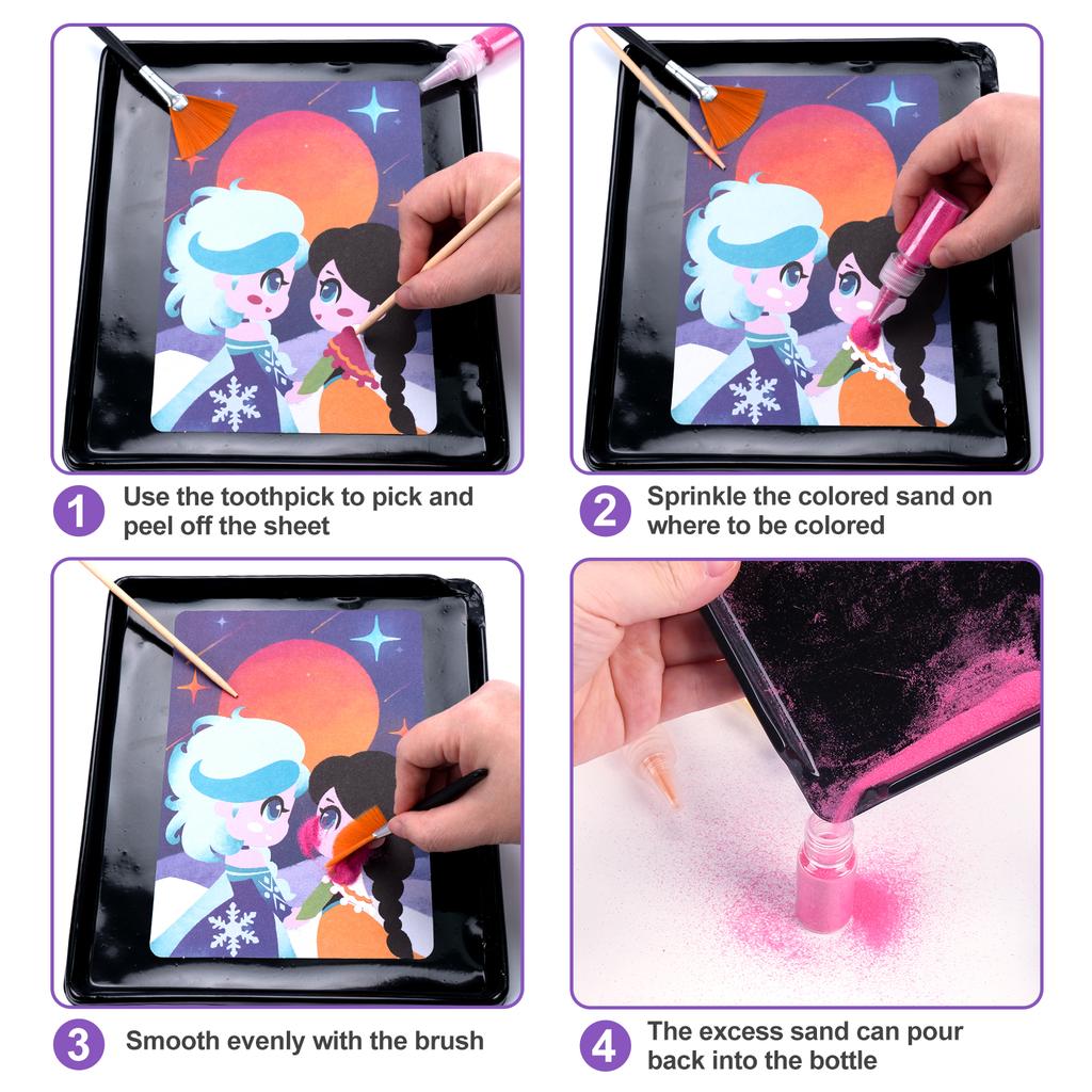 DIY Sand Painting Animal Princess Unicorn Series Sand Painting Cards Sand Art Kit Educational Toys Montessori Toys Kids Gifts