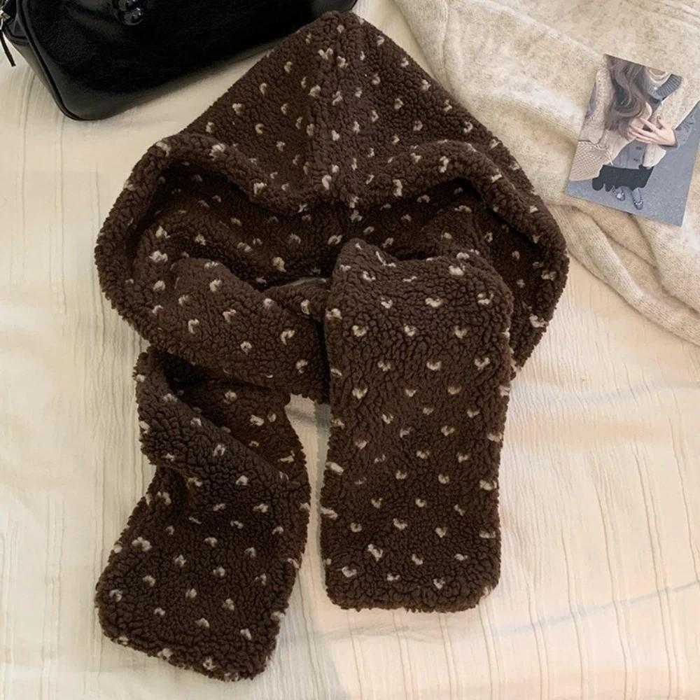 Thickened Balaclava Pullover Hats Warm Plush Beanies Fashion Winter Polka Dot Scarf Hat  Autumn