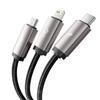 Kabel przewód 3w1 USB-A - Lightning / USB-C / micro USB 1m - szary