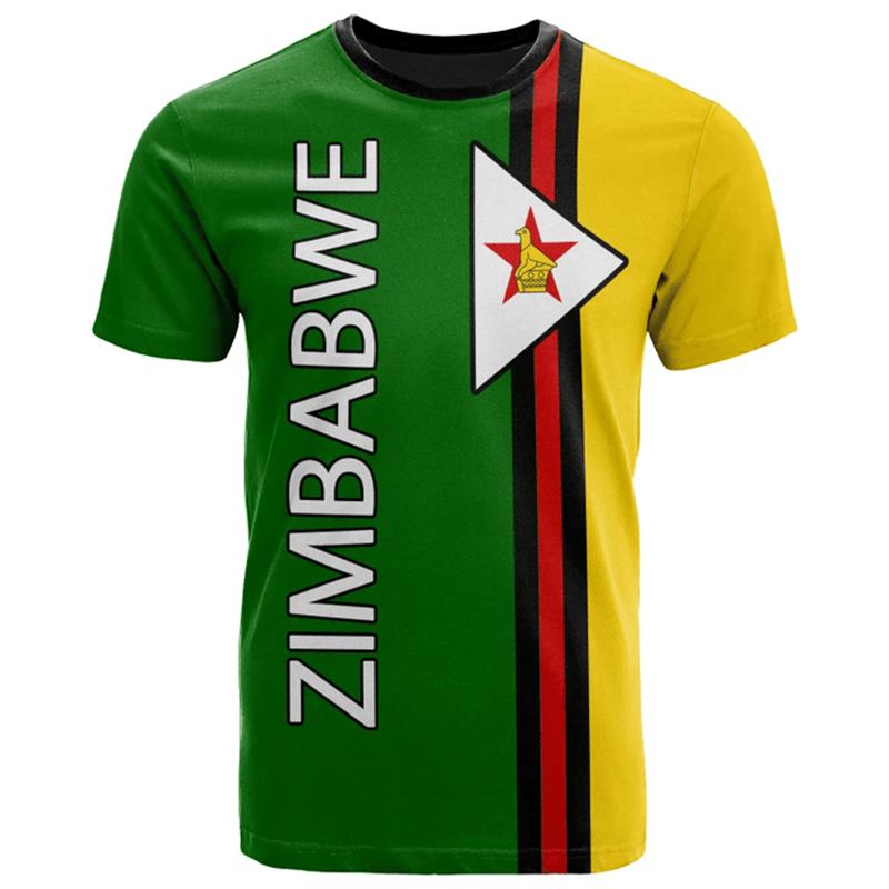 Летний топ с круглым вырезом и 3D-принтом Зимбабве, модная повседневная мужская футболка с коротким рукавом